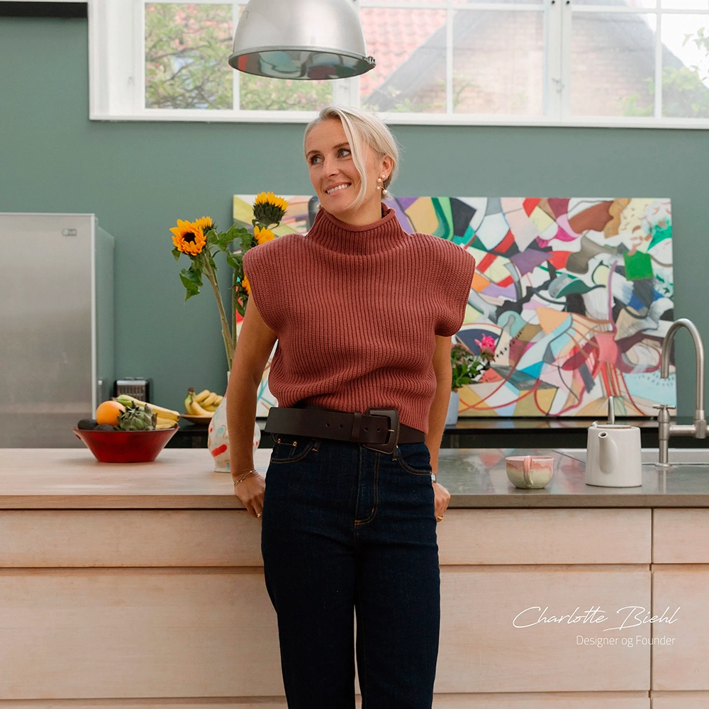 The founder of byBiehl, Charlotte Biehl, in her kitchen