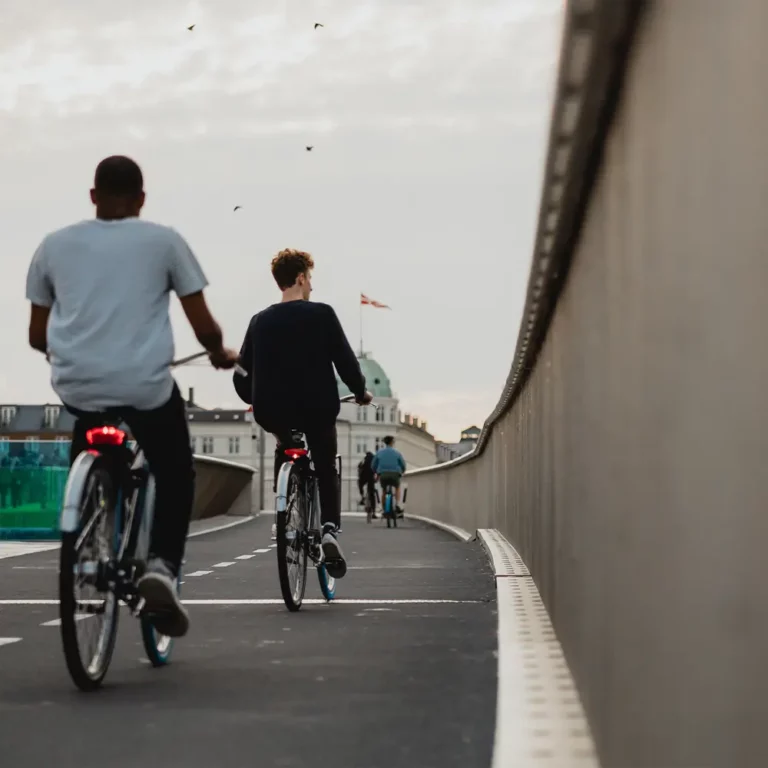 Cykelbroen i København med 2 cyklister